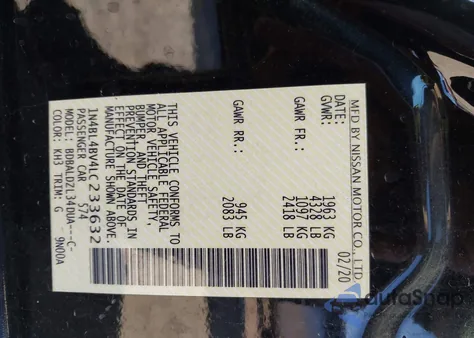 2020 Nissan Altima S Fwd z USA, uszkodzony, nr VIN 1N4BL4BV4LC233632